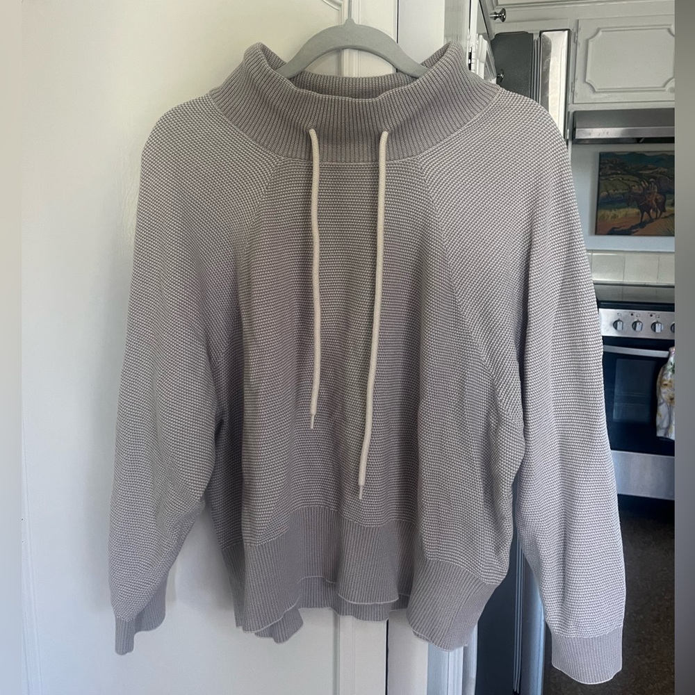 Varley Maceo Ribbed Knit Mock Neck Drawstring Boxy Sweater Pullover Medium